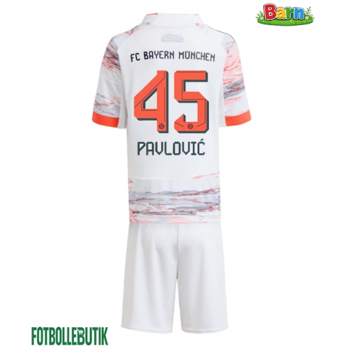 Bayern Munich Aleksandar Pavlovic #45 Bortaställ Barn 2025-26 Kortärmad (+ Korta byxor)